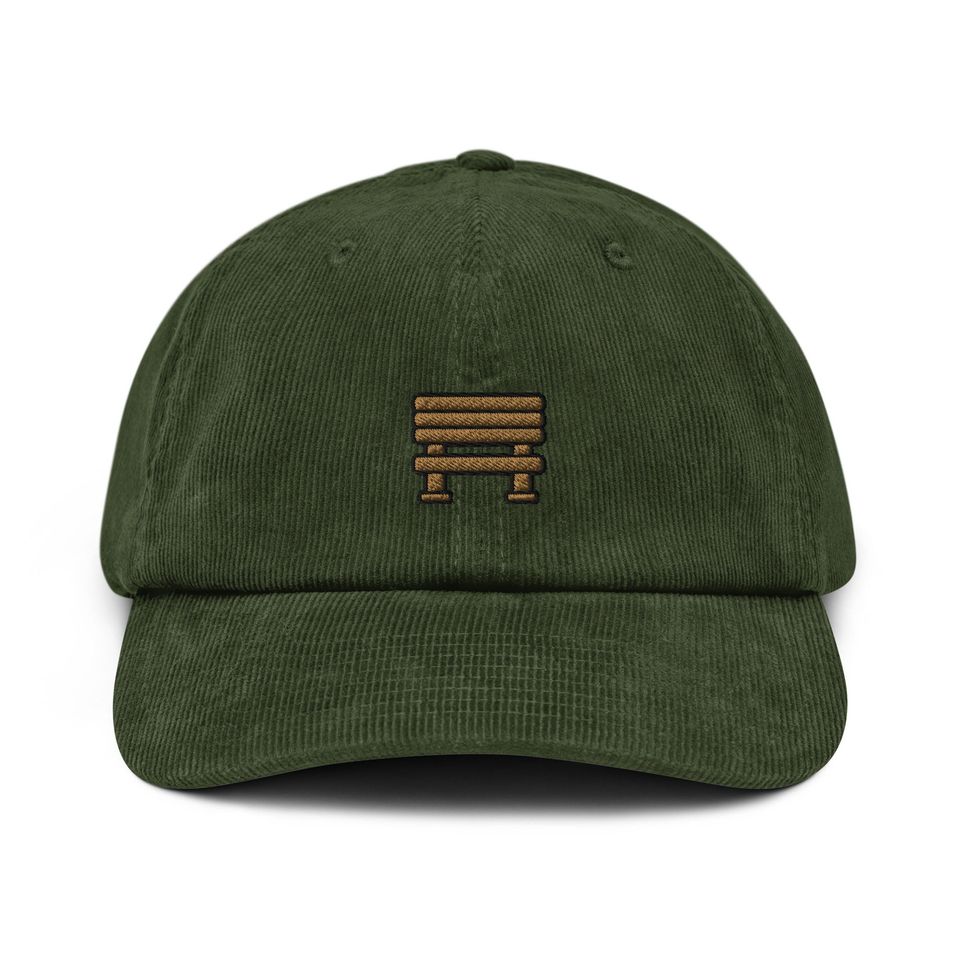 Park Bench Corduroy Hat, Embroidered Corduroy Dad Cap - Multiple Colors