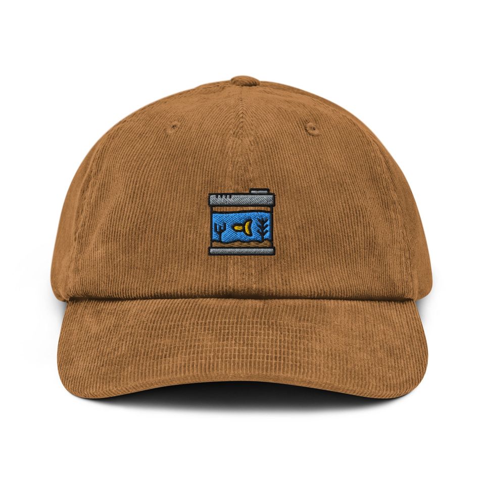 Aquarium Corduroy Hat, Embroidered Corduroy Dad Cap - Multiple Colors