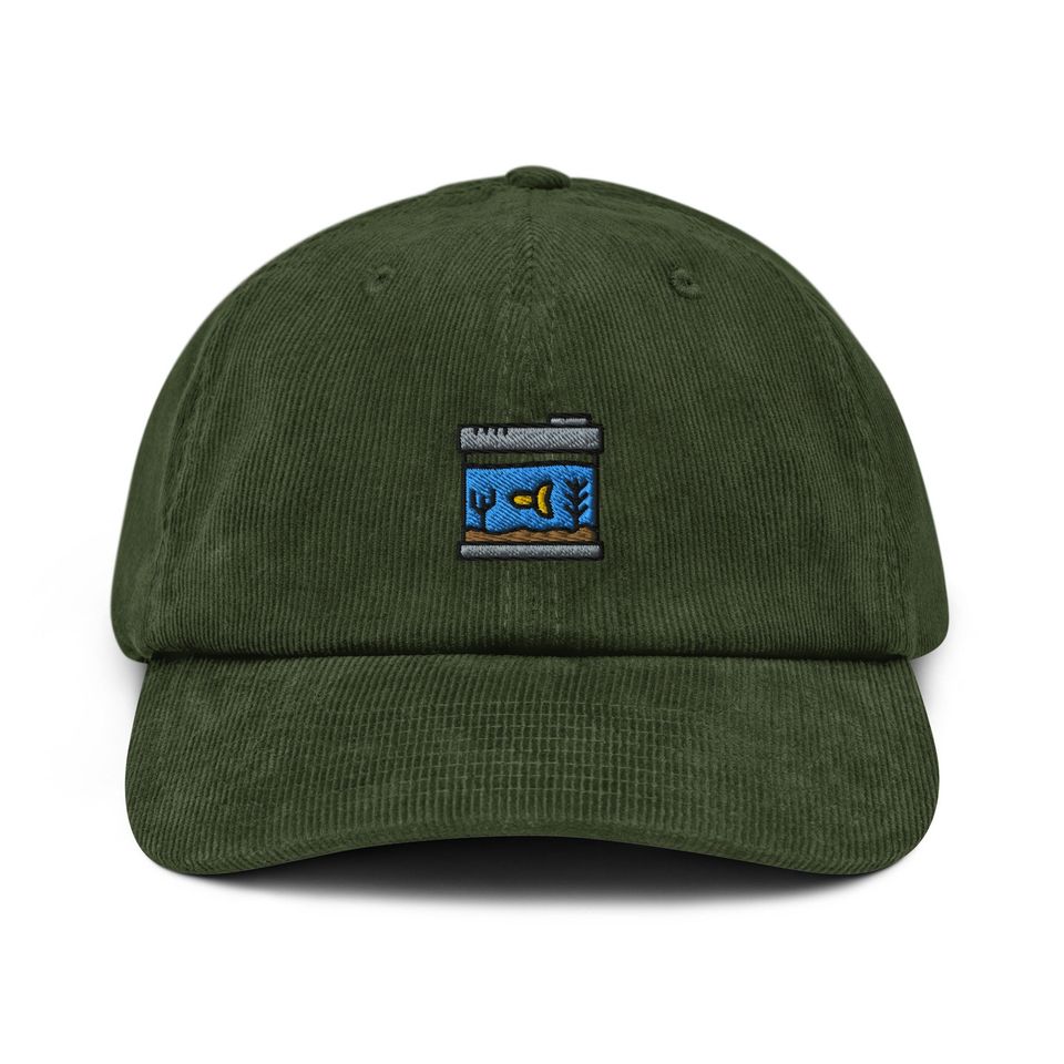 Aquarium Corduroy Hat, Embroidered Corduroy Dad Cap - Multiple Colors
