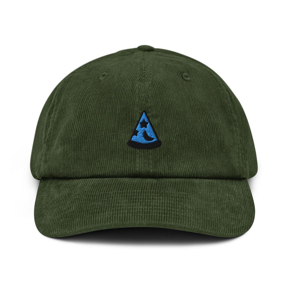 Wizard Corduroy Hat, Handmade Embroidered Corduroy Dad Cap