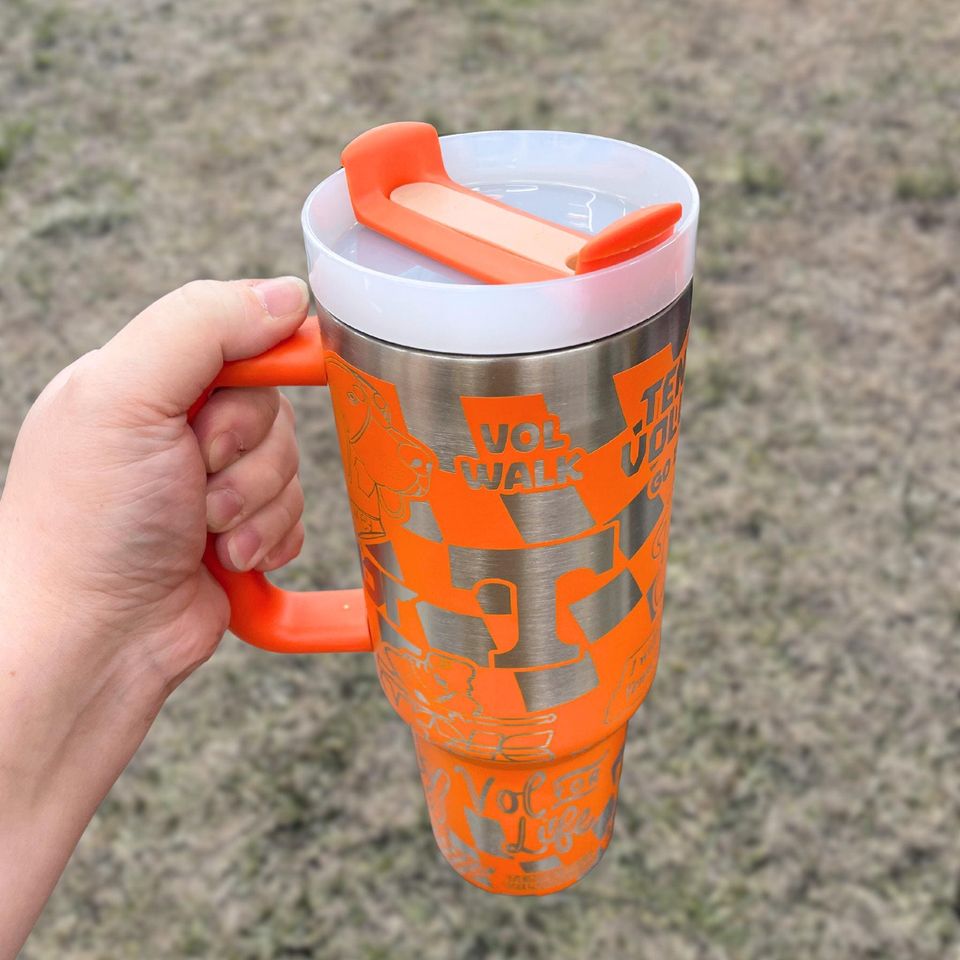 Orange & White College Team 40oz Engraved Tumbler
