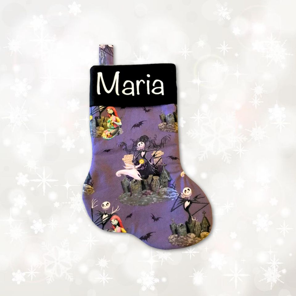 Jack/Sally "Nightmare Before Xmas" Stocking with Custom Name