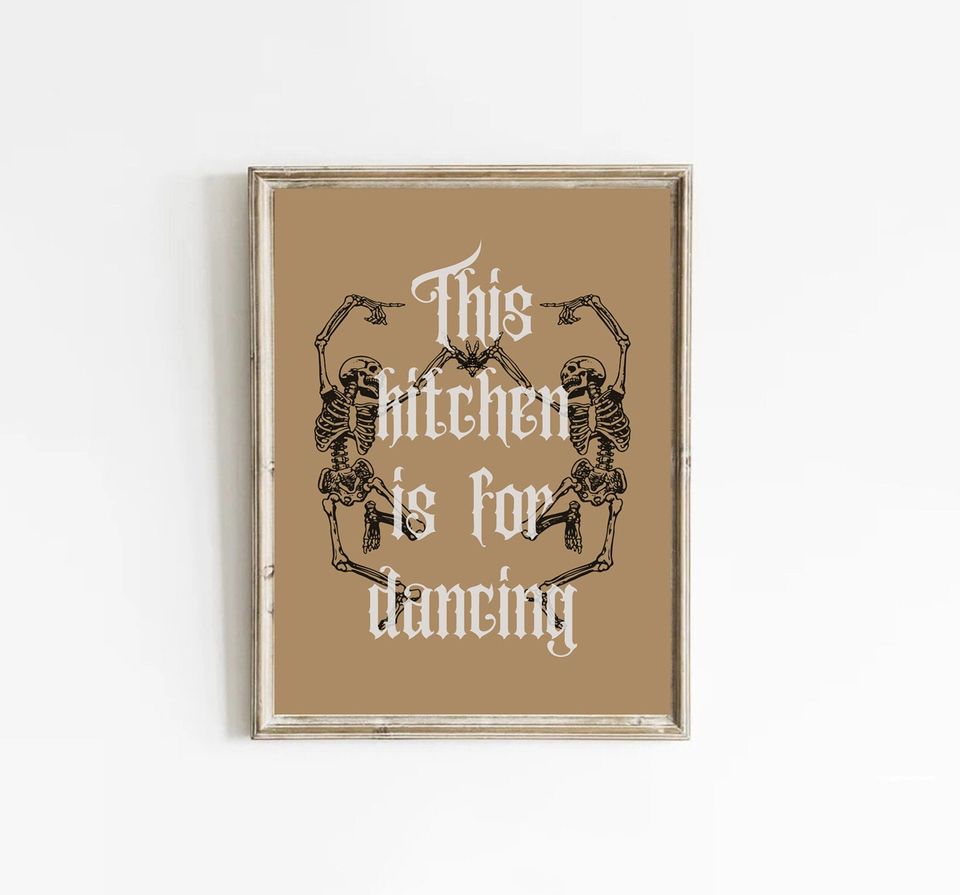 dancing skeletons print | funny halloween decor | spooky wall art