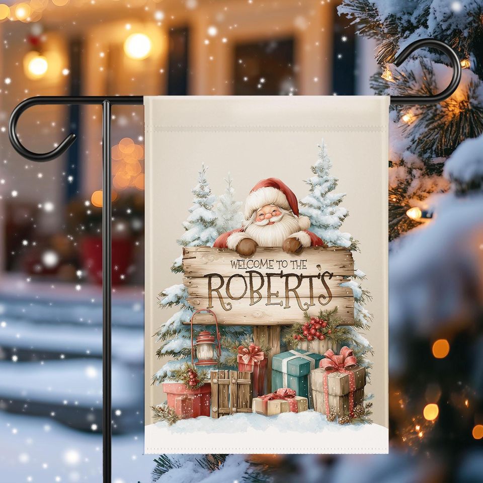 Personalized Christmas Garden Flag, Holiday House Flag, Welcome Yard Sign for Outdoor Christmas Decor