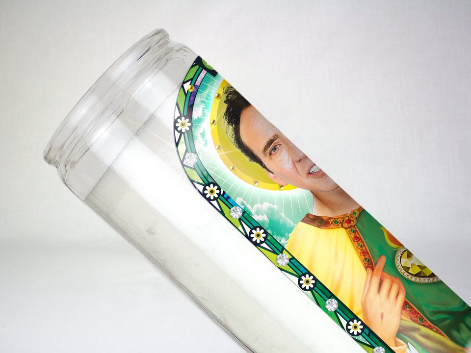 Saint Nicolas Cage Prayer Candle: Funny Gift