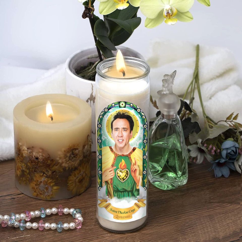 Saint Nicolas Cage Prayer Candle: Funny Gift