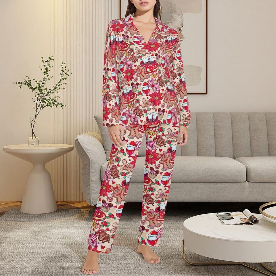 Christmas Gingerbread Matching Pajamas Set , Mickey Gingerbread PJs for Couples & Family , Disney-Inspired Lounge Wear