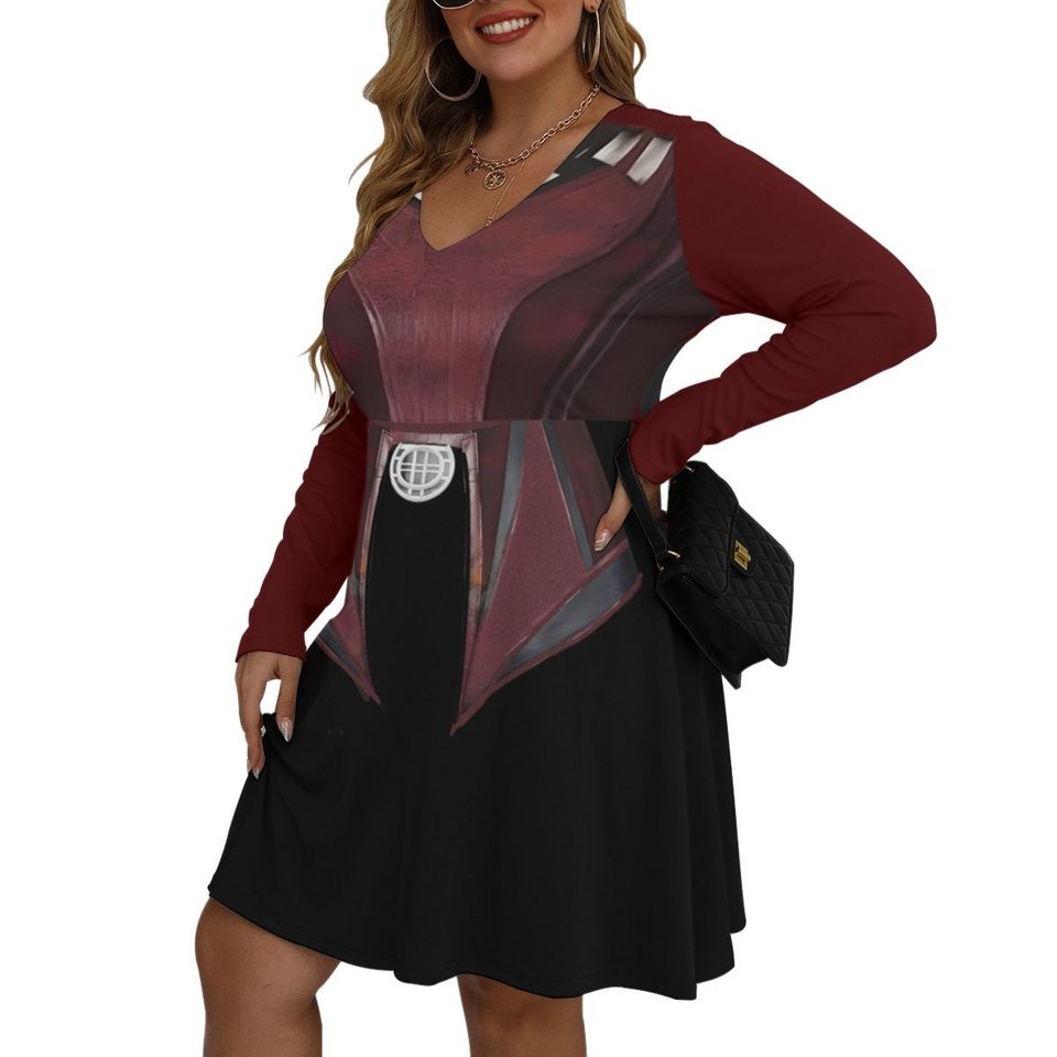 Wanda  Scarlet With Long Sleeve Dress(Plus Size)