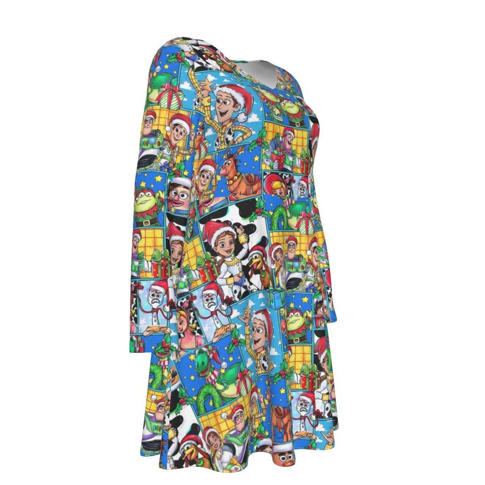 Toy Story Christmas Plus Size Dress , Woody , Buzz  and friends Holiday Dress
