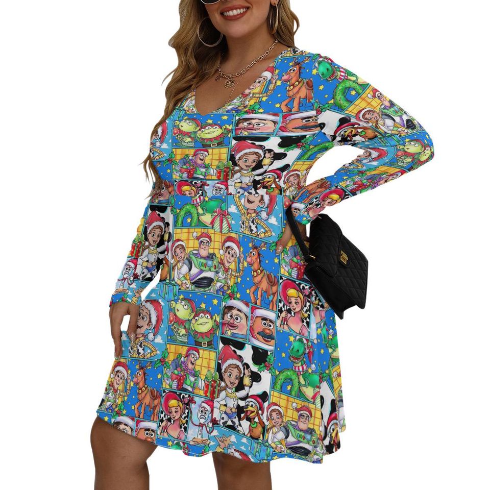 Toy Story Christmas Plus Size Dress , Woody , Buzz  and friends Holiday Dress