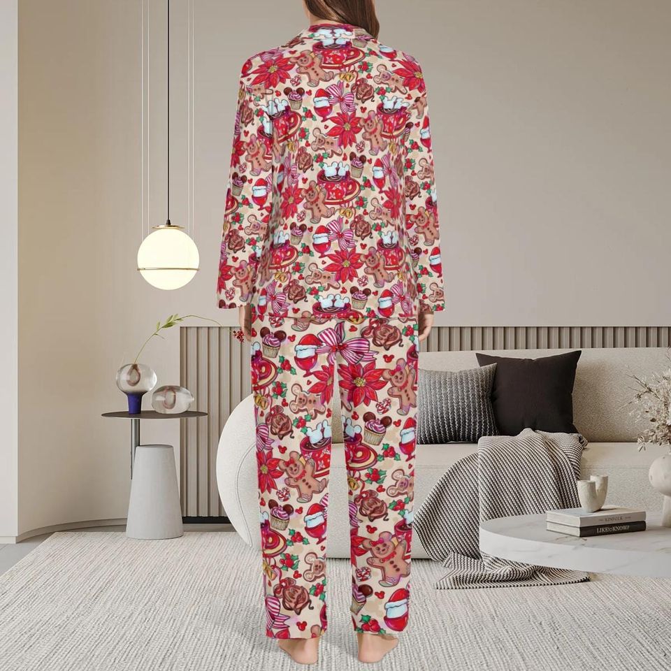 Christmas Gingerbread Matching Pajamas Set , Mickey Gingerbread PJs for Couples & Family , Disney-Inspired Lounge Wear