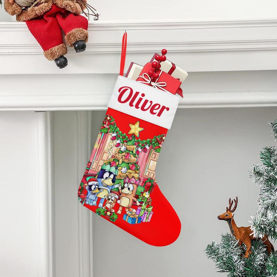 Personalized BlueyDad Christmas Stocking: Custom Holiday Decor