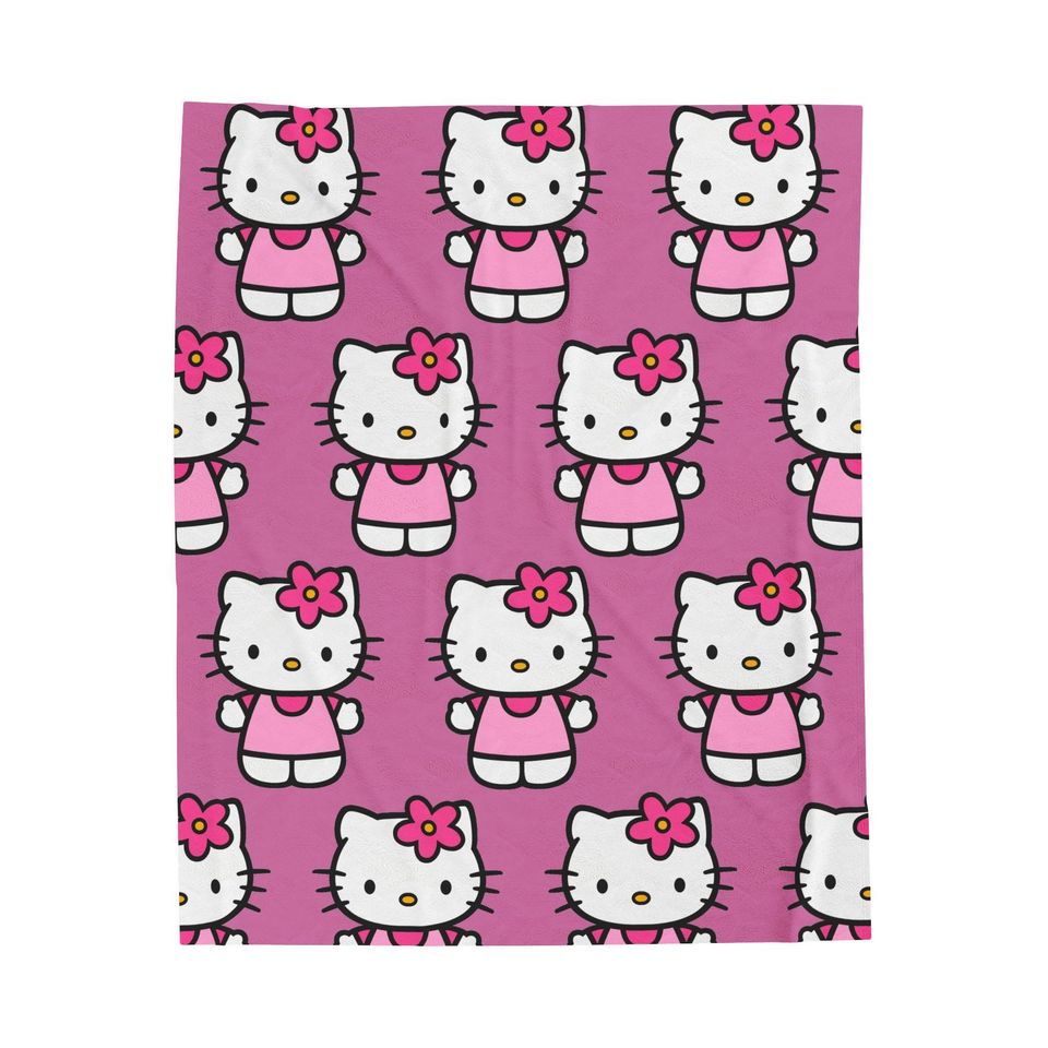Cute Pink Hello Kitty Plush Blanket