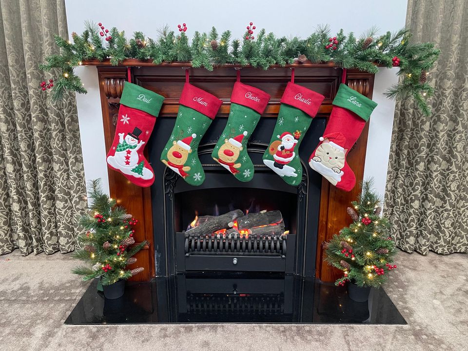 Custom Christmas Stocking - Ballantines Font - Embroidered Name.