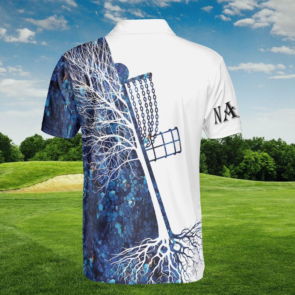 Custom Disc Golf Polo Shirt, Personalized Name, All-Over Print, Disc Golfer Gift