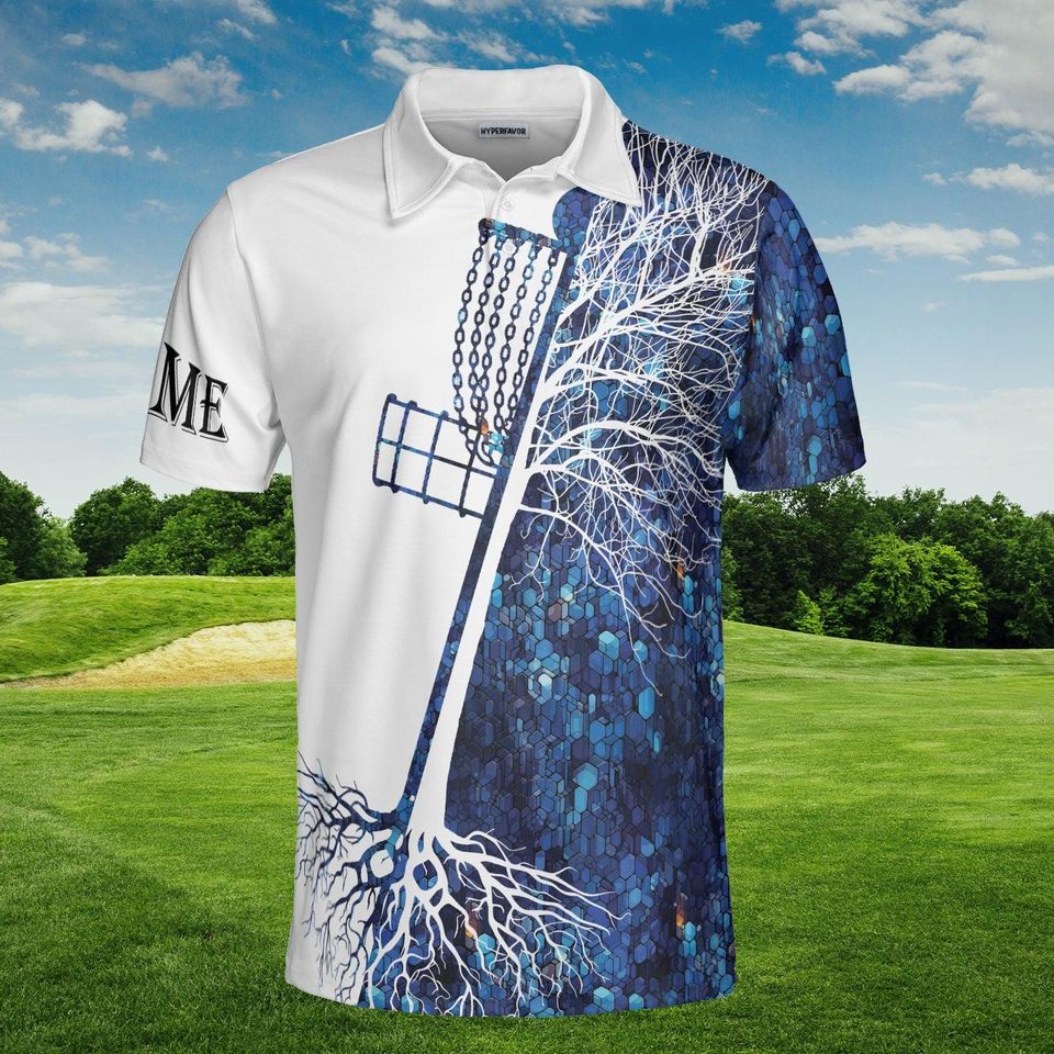 Custom Disc Golf Polo Shirt, Personalized Name, All-Over Print, Disc Golfer Gift