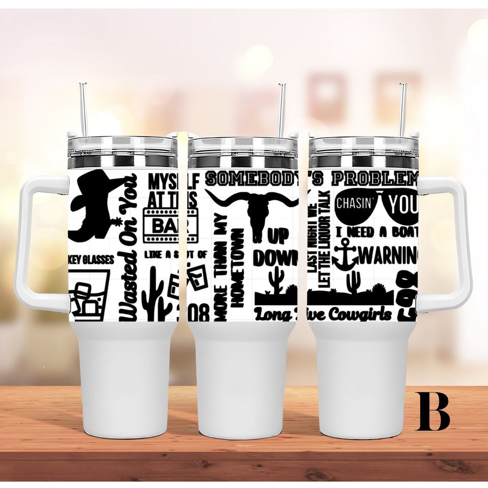 Custom Personalized gift Wallen Western Personalized 40oz Tumbler with handle