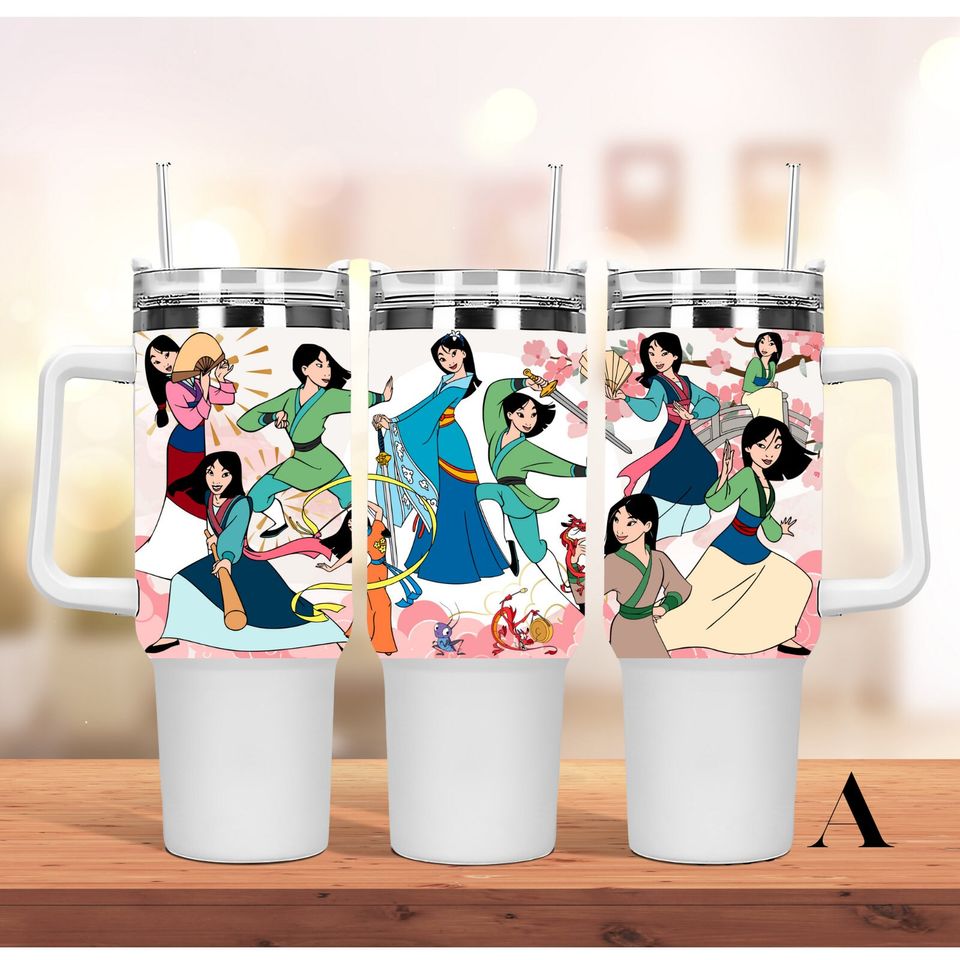 Custom Personalized gift Disney Mulan Princess 40oz Tumbler with handle