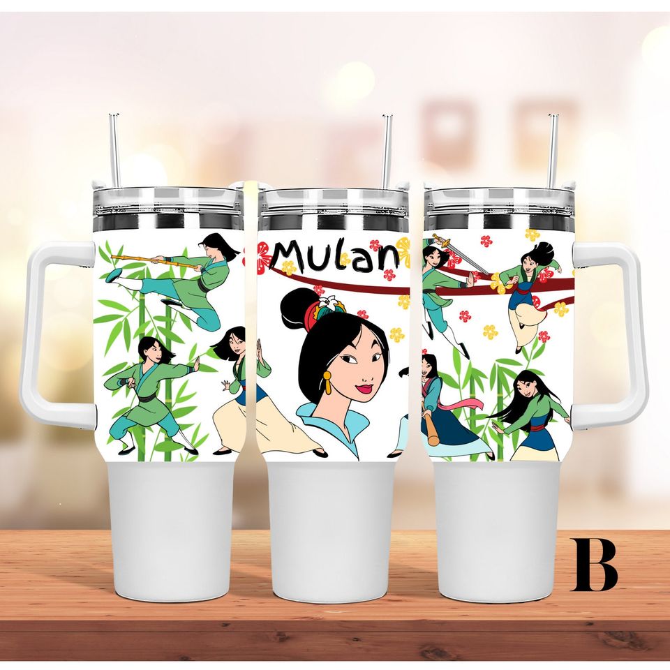 Custom Personalized gift Disney Mulan Princess 40oz Tumbler with handle