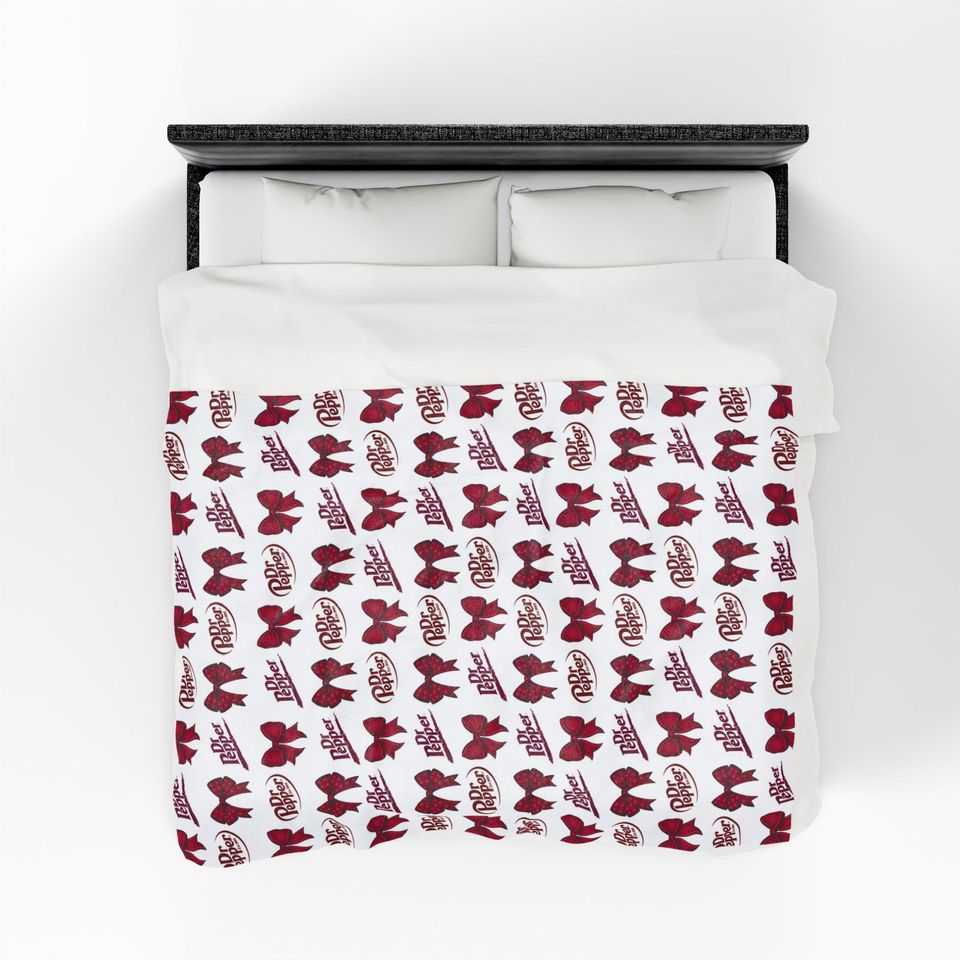 Dr Pepper & Bows Velveteen Plush Blanket Retro Soda Lover Throw