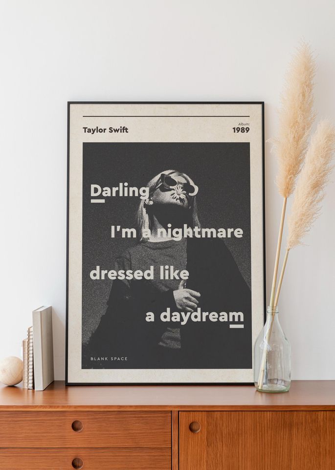 Taylorr Swifts - Blank Space - Lyrics print - Typographic print - Music Poster - Music Bands Design