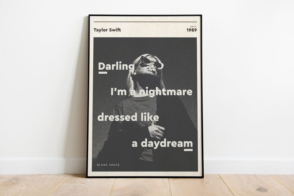 Taylorr Swifts - Blank Space - Lyrics print - Typographic print - Music Poster - Music Bands Design