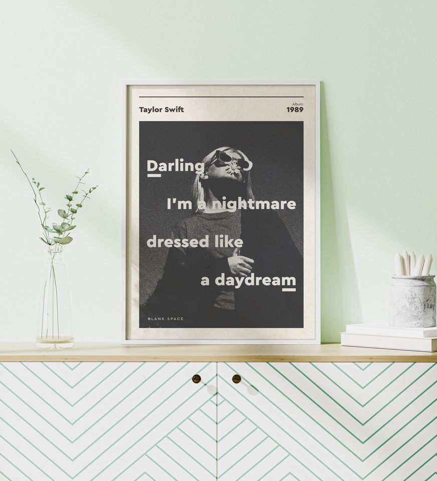 Taylorr Swifts - Blank Space - Lyrics print - Typographic print - Music Poster - Music Bands Design