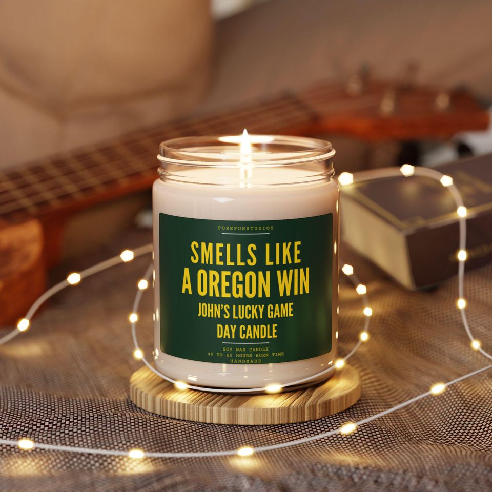 Personalized Oregon Win Candle: Game Day Decor