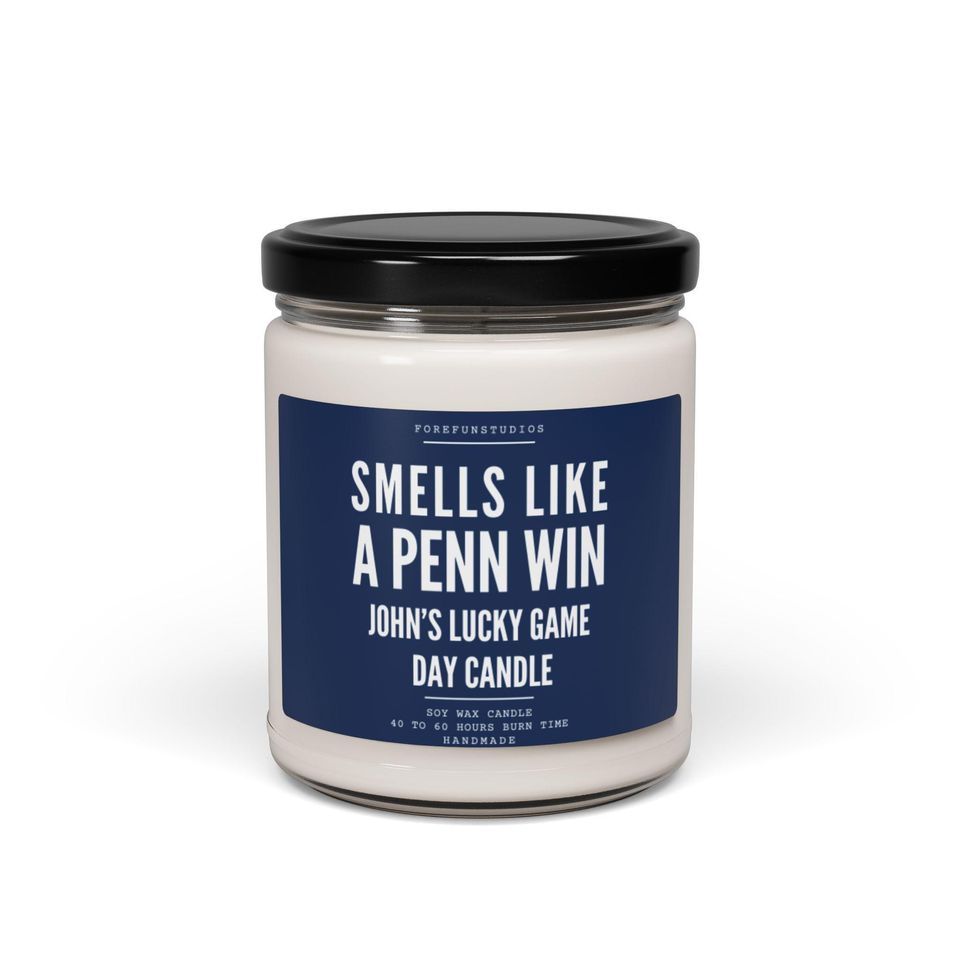 Personalized Penn Win Candle: Game Day Decor