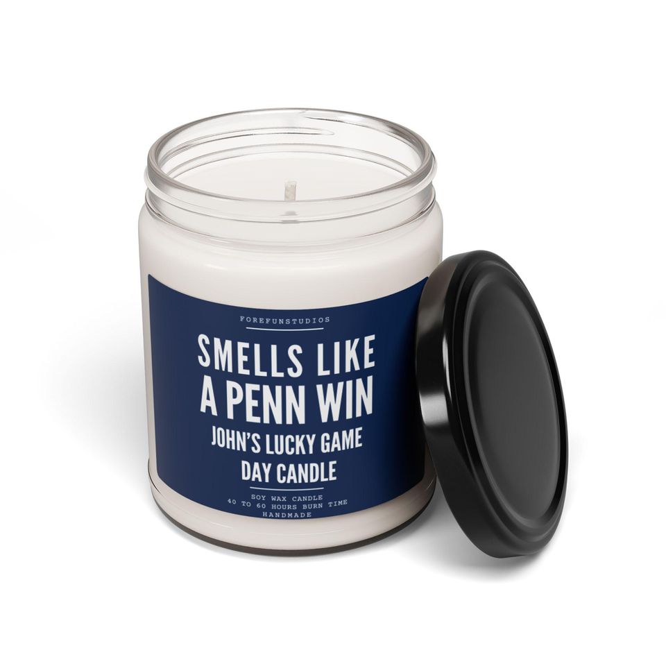 Personalized Penn Win Candle: Game Day Decor