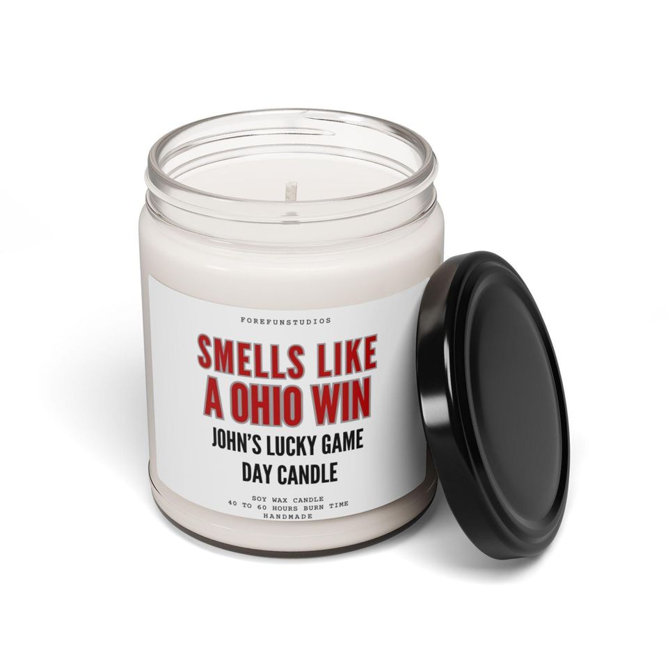 Personalized Ohio Win Candle: Game Day Decor