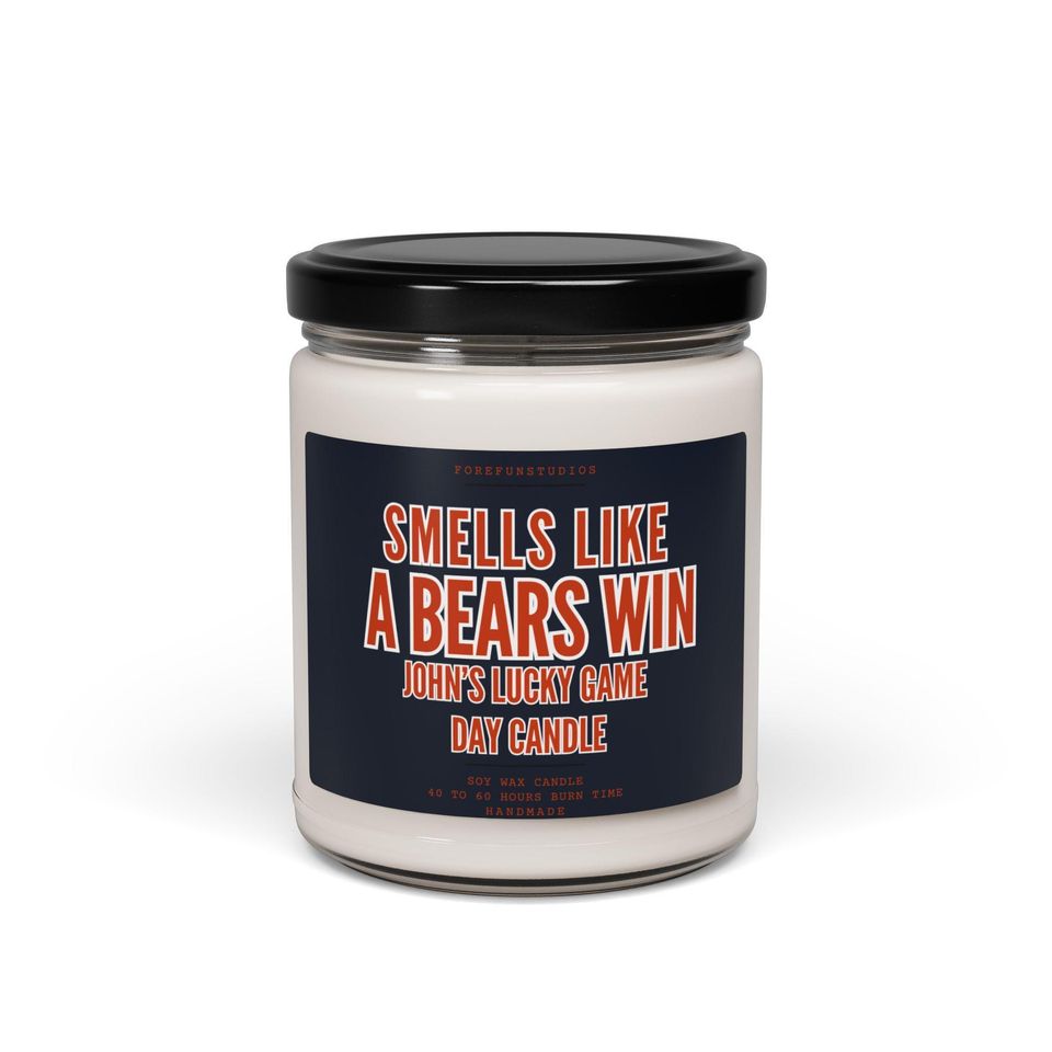Personalized Smells Like A Bears Win Candle: Game Day Decor