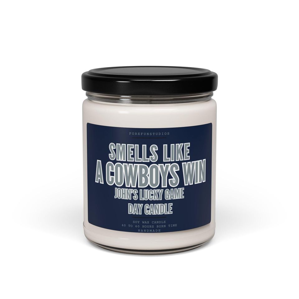 Personalized Smells Like A Cowboys Win Candle: Game Day Decor