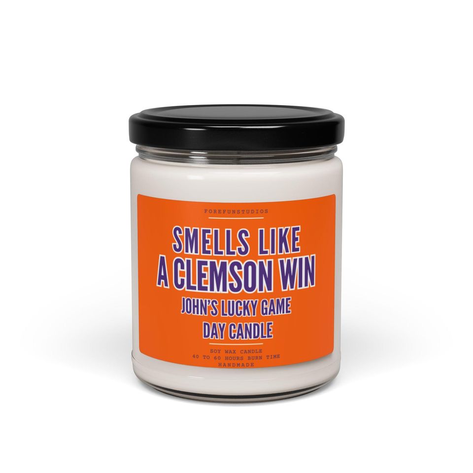 Personalized Smells Like A Clemson Win Candle: Game Day Decor
