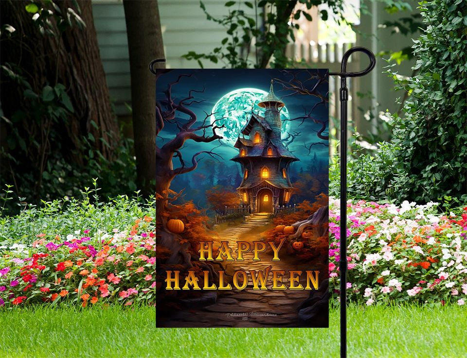 Witche's House - Happy Halloween - Garden Flag