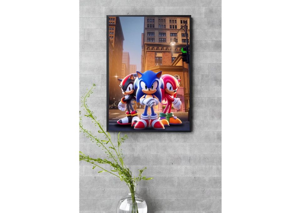 Sonic, Shadow & Knuckles Art Print: Urban Gamer Room Decor