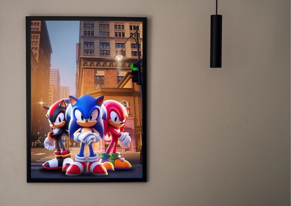 Sonic, Shadow & Knuckles Art Print: Urban Gamer Room Decor