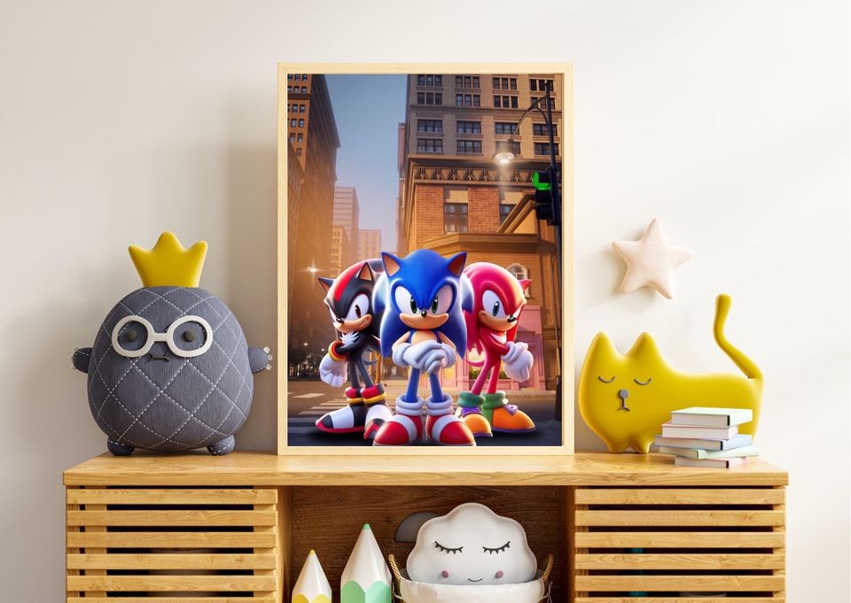 Sonic, Shadow & Knuckles Art Print: Urban Gamer Room Decor
