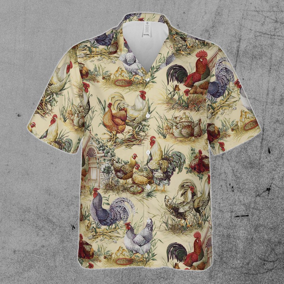 Funny Rooster Chicken Cock Farmhouse Lover Gift Hawaiian Shirt