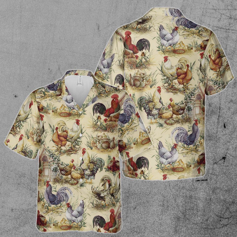 Funny Rooster Chicken Cock Farmhouse Lover Gift Hawaiian Shirt