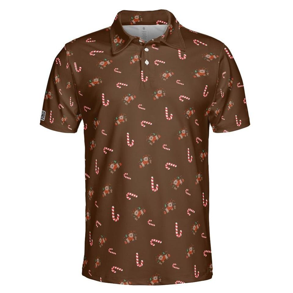 Brown Christmas golf polo shirt unisex