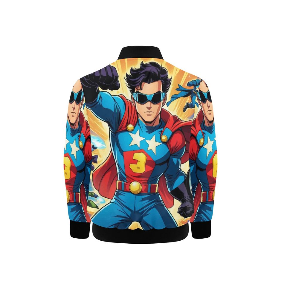 Bomber Jacket with Pockets Superhero Graffiti Superhero Retro Art Cartoon