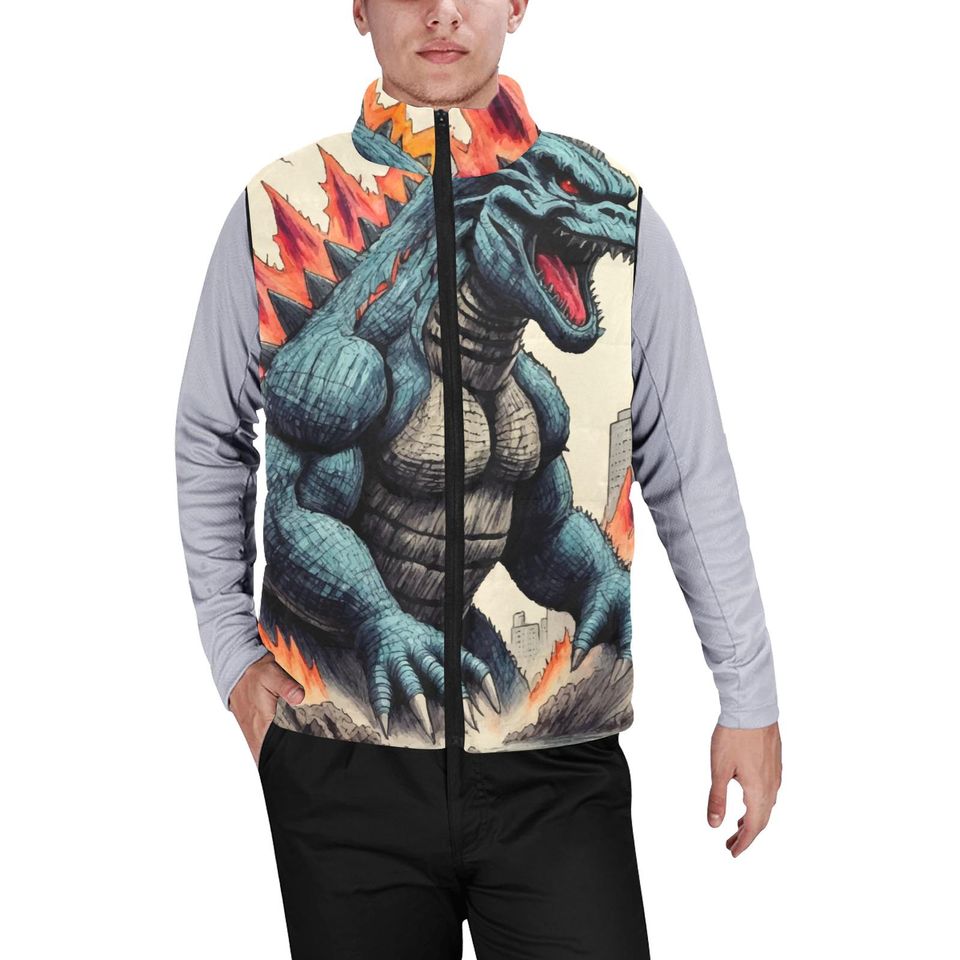 god zilla Gojira Kaiju Crayon Sleeveless Jacket