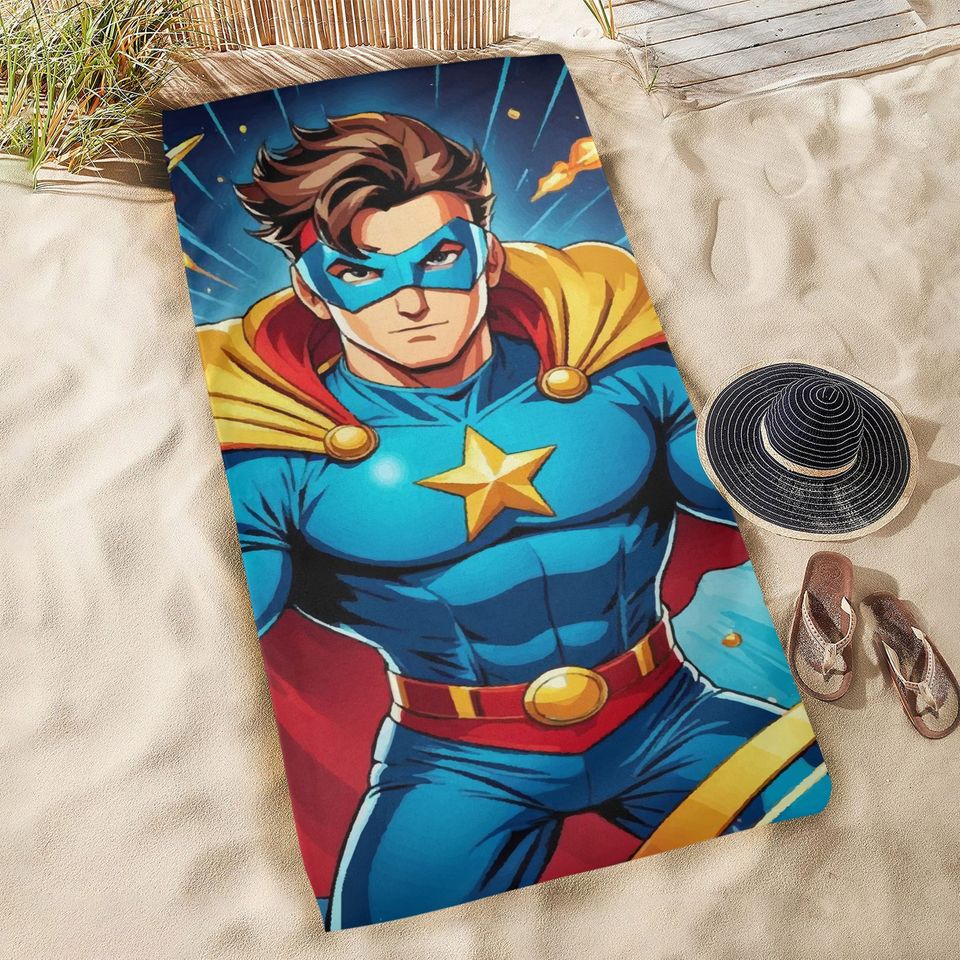 Beach towel Seper Hero Retro Comics Cartoon Superhero