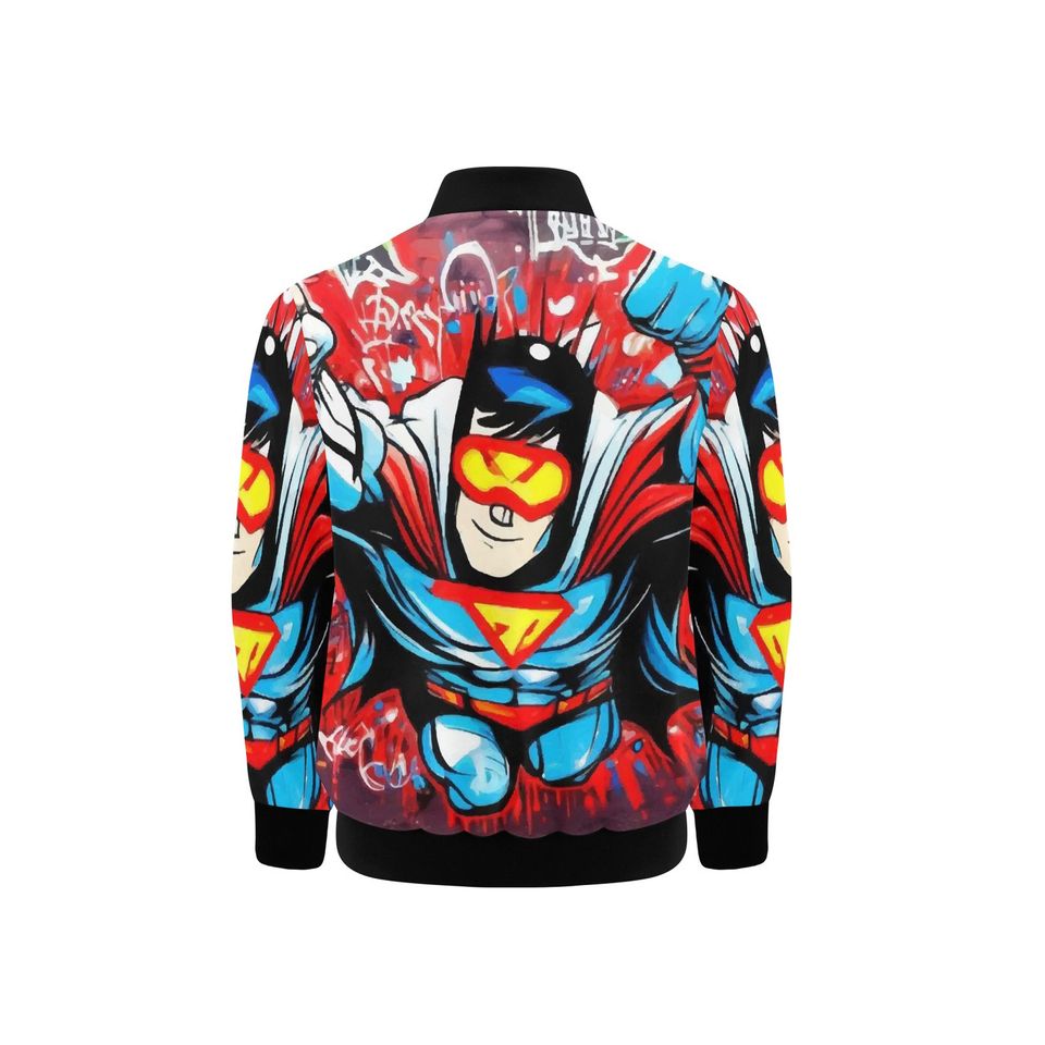 Bomber Jacket with Pockets Superhero Graffiti Art Hero