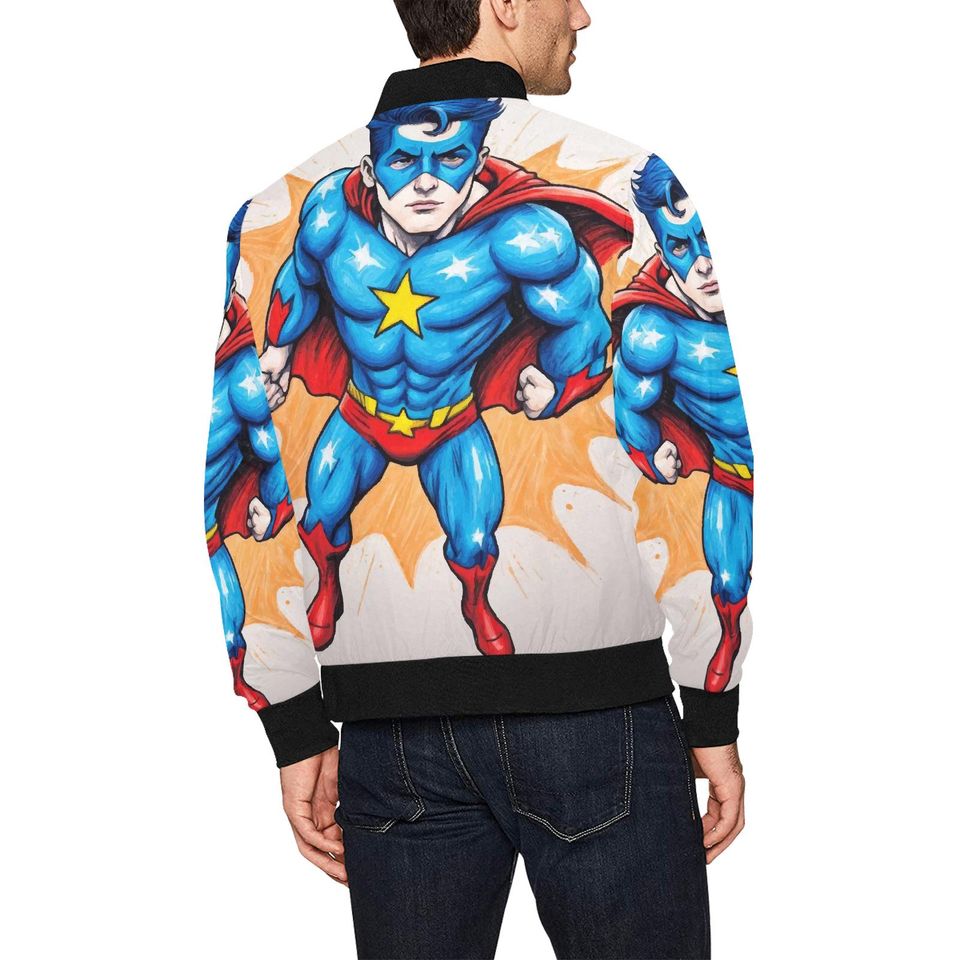 Bomber Jacket Retro Art Cartoon Jacket Comics Supe Hero Superhero Cartoon Vintage