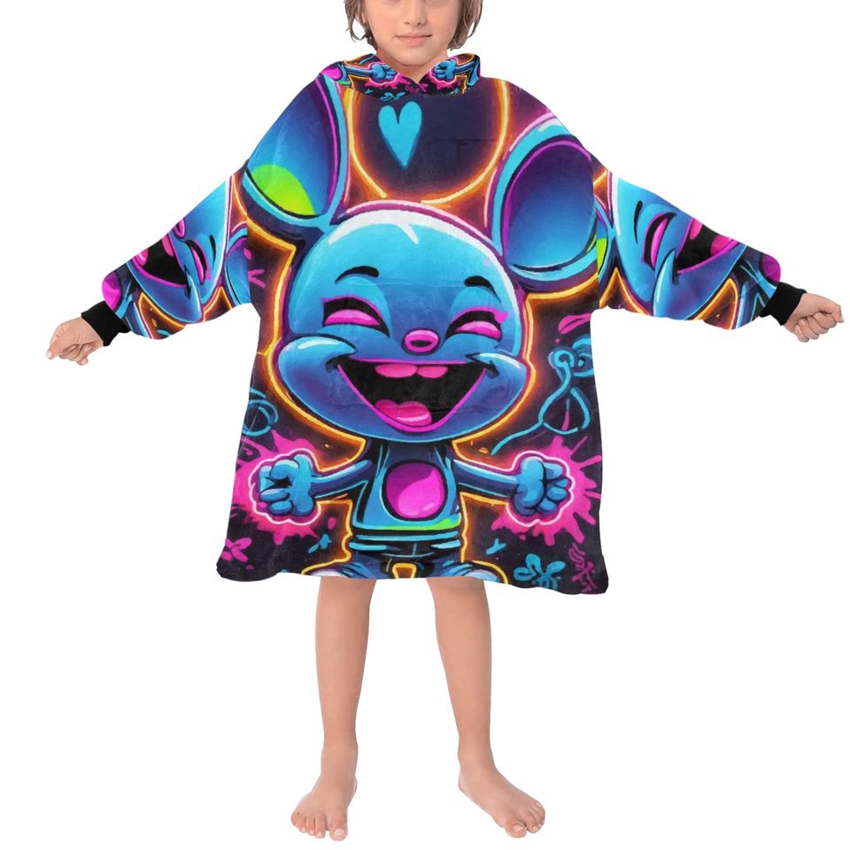 Blanket Hoodie  Art Graffiti Emoji Cartoon Comics Neon