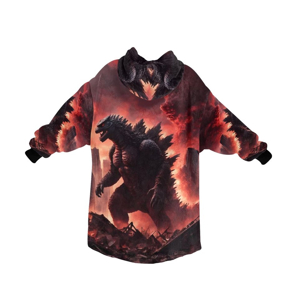 god zilla Gojira Kaiju Blanket Hoodie Comics Retro Cartoon