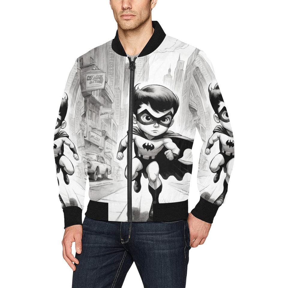 Bomber Jacket Superhero Superhero Retro Art Cartoon Comics Supe Hero