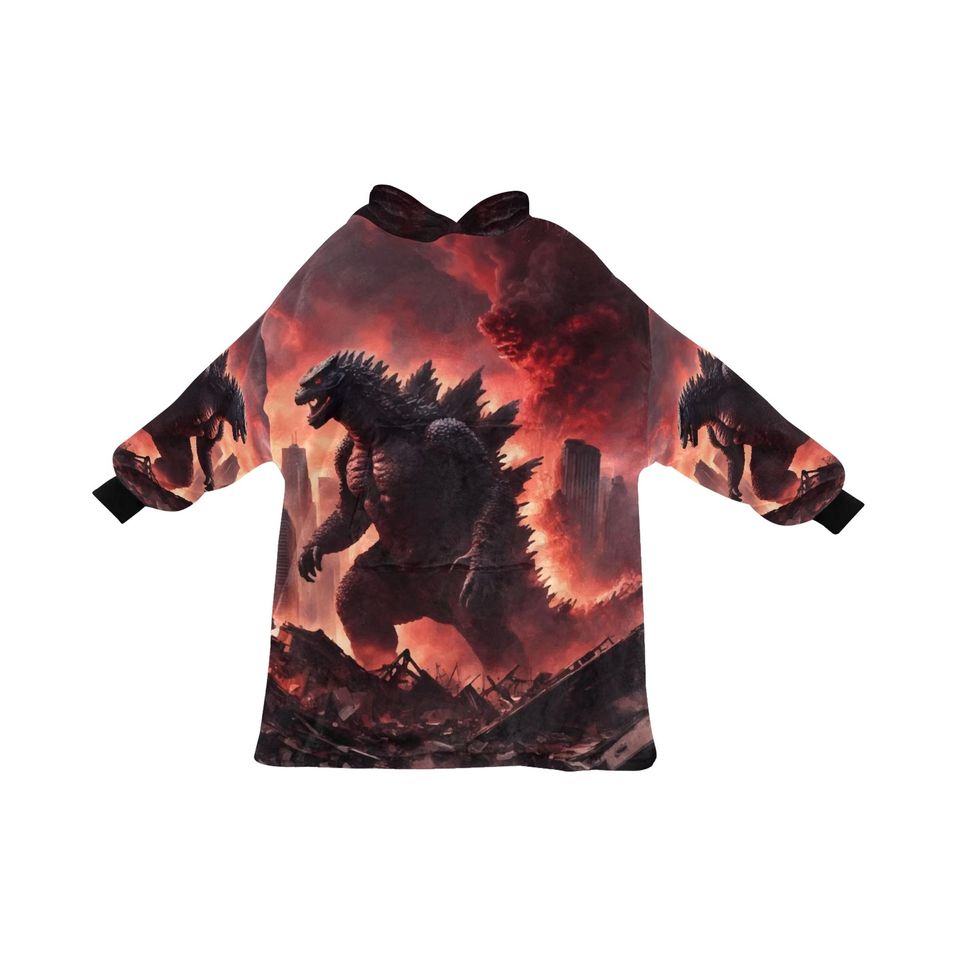 god zilla Gojira Kaiju Blanket Hoodie Comics Retro Cartoon